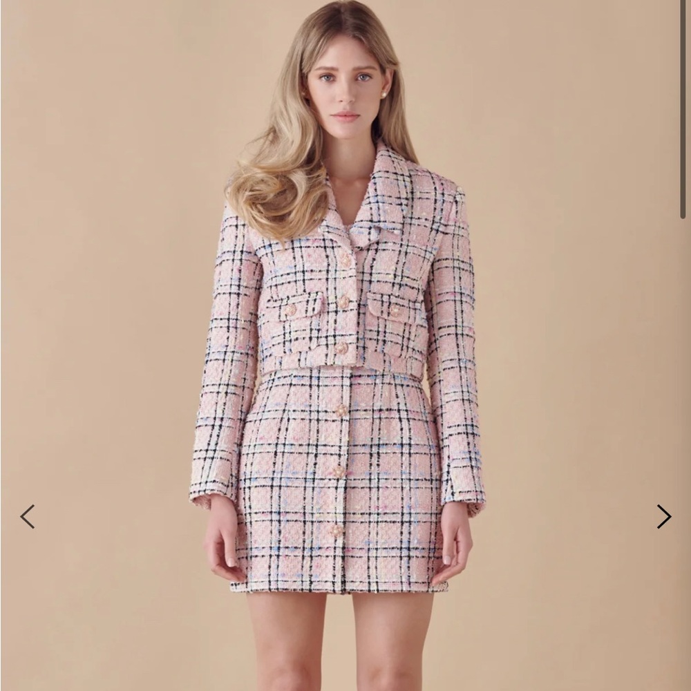 Endless Rose Pink Tweed Cropped Blazer